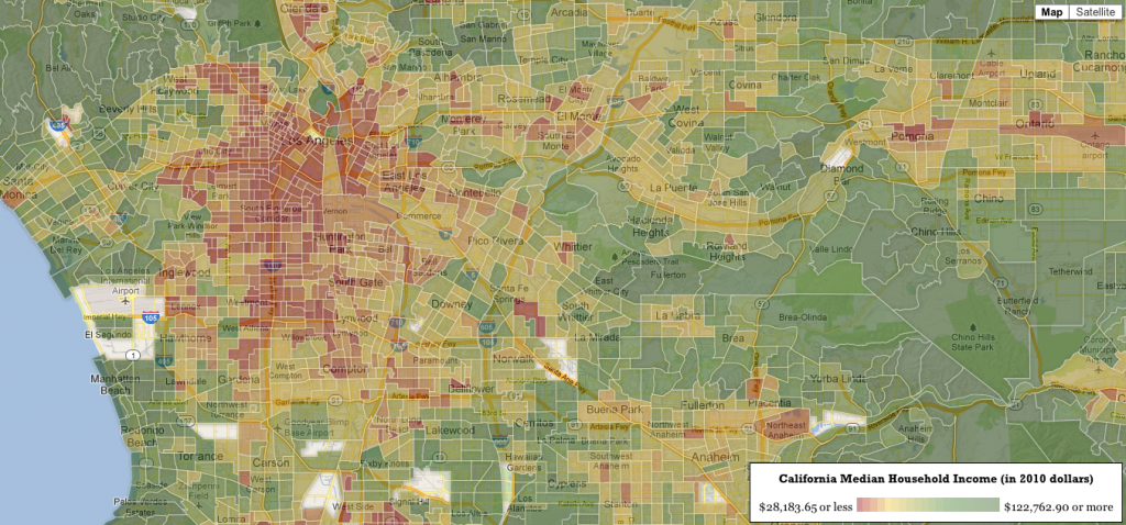 Map of Los Angeles by Average Household Income